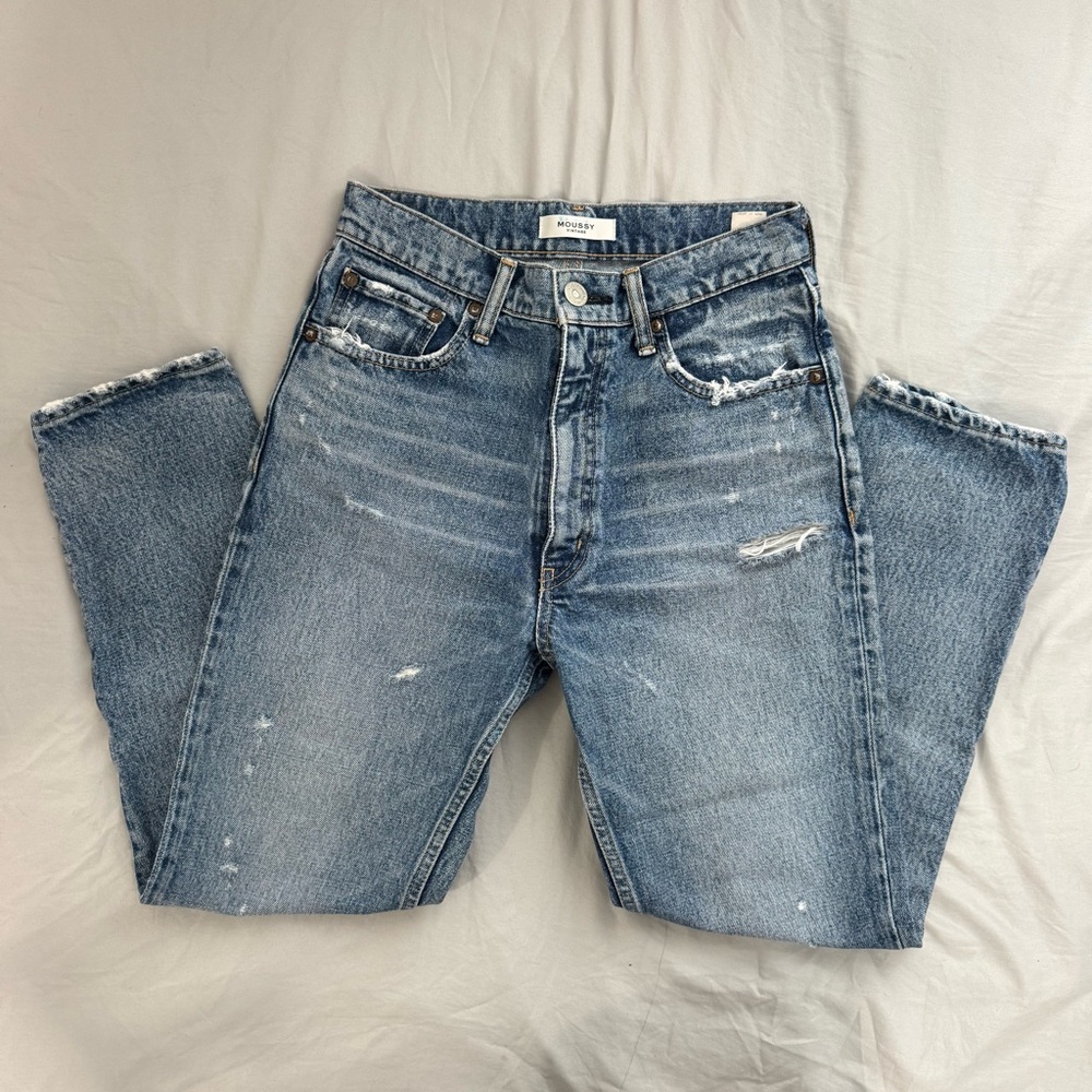 MOUSSY Vintage Light Blue Distressed Skinny Jeans